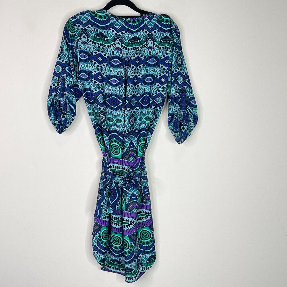 Anthropologie Maeve Ikat Roll Tab Sleeve Belted Shirt Dress Women's Size XS - Picture 9 of 10